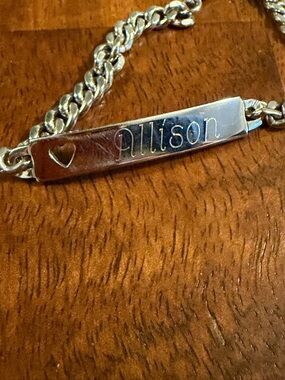 Personalized Allison Engraved Silver ID Bracelet
